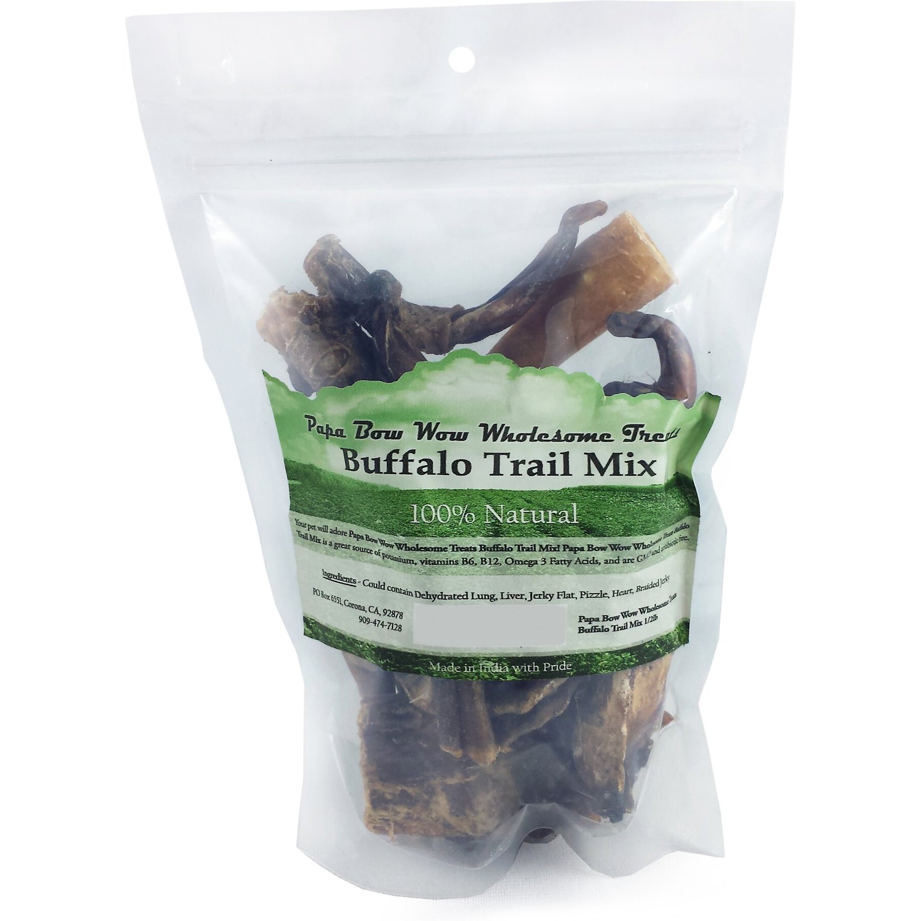 Papa Bow Wow Wholesome Treats Buffalo Trail Mix Dog Treats, 0.5-lb bag