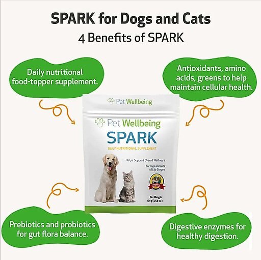 Pet Wellbeing SPARK Bacon Flavored Powder Multivitamin for Cats & Dogs, 3.53-oz pouch
