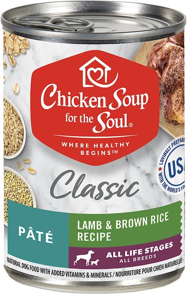Chicken Soup for the Soul Classic Pate Lamb & Brown Rice Recipe Canned Dog Food, 13-oz, case of 12 slide 1 of 7