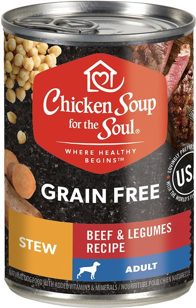 Chicken Soup for the Soul Beef & Legumes Recipe Stew Grain-Free Canned Dog Food, 13-oz, case of 12 slide 1 of 7