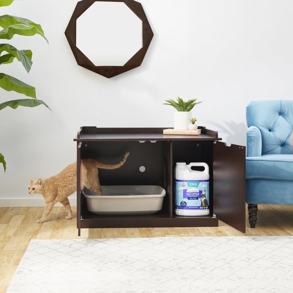 FRISCO Decorative Bench Cat Litter Box Cover, Espresso