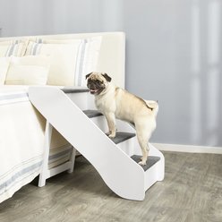 Frisco Deluxe Foldable Wooden Carpeted Cat & Dog Stairs, White, X-Large