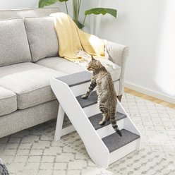 Frisco Deluxe Foldable Wooden Carpeted Cat & Dog Stairs, White, Large