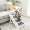 Frisco Deluxe Foldable Wooden Carpeted Cat & Dog Stairs, White, Large