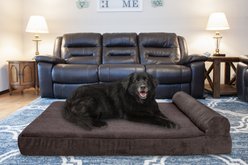 FurHaven Chaise Lounge Memory Top Cat & Dog Bed with Removable Cover, Dark Espresso, Jumbo Plus
