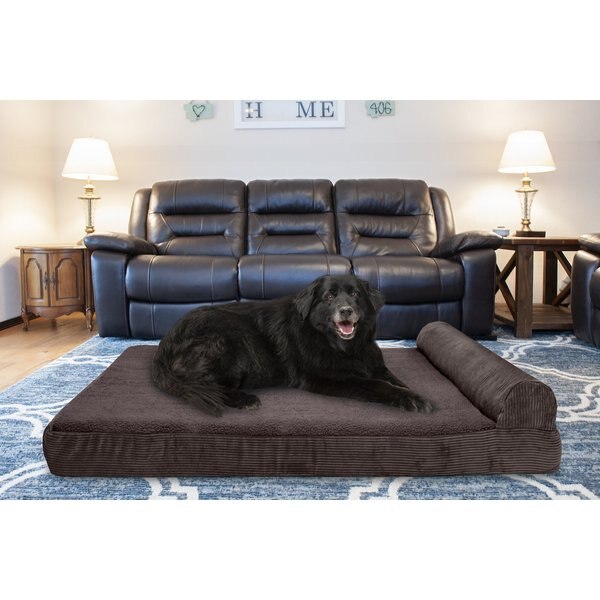 PETFUSION Ultimate Lounge Memory Foam Bolster Cat & Dog Bed with