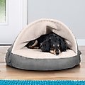 FurHaven Faux Sheepskin Snuggery Gel Top Cat & Dog Bed with Removable Cover, Gray, 26-in
