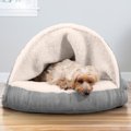FurHaven Faux Sheepskin Snuggery Memory Top Cat & Dog Bed with Removable Cover, Gray, Medium