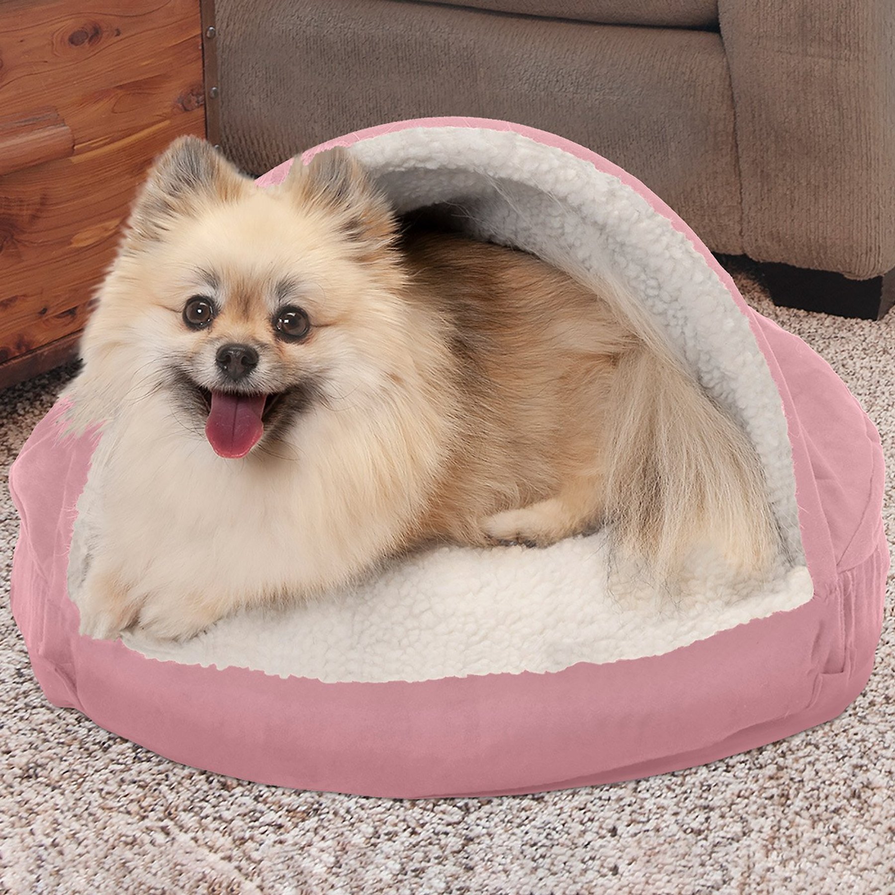 FURHAVEN Faux Sheepskin Snuggery Orthopedic Cat Dog Bed with Removable Cover Cream 35 in Chewy