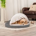 FurHaven Faux Sheepskin Snuggery Orthopedic Cat & Dog Bed with Removable Cover, Gray, 35-in
