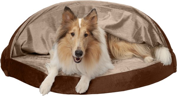 FurHaven Microvelvet Snuggery Orthopedic Cat & Dog Bed w/Removable Cover, Espresso, 44-in slide 1 of 10