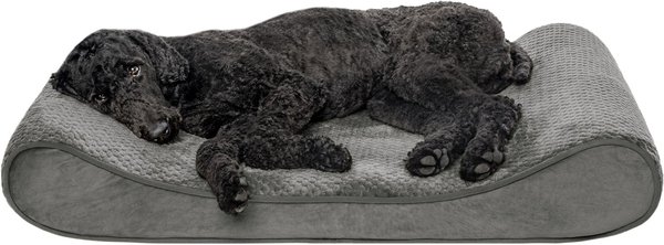 FurHaven Minky Plush Luxe Lounger Orthopedic Cat & Dog Bed w/Removable Cover, Gray, Large slide 1 of 9
