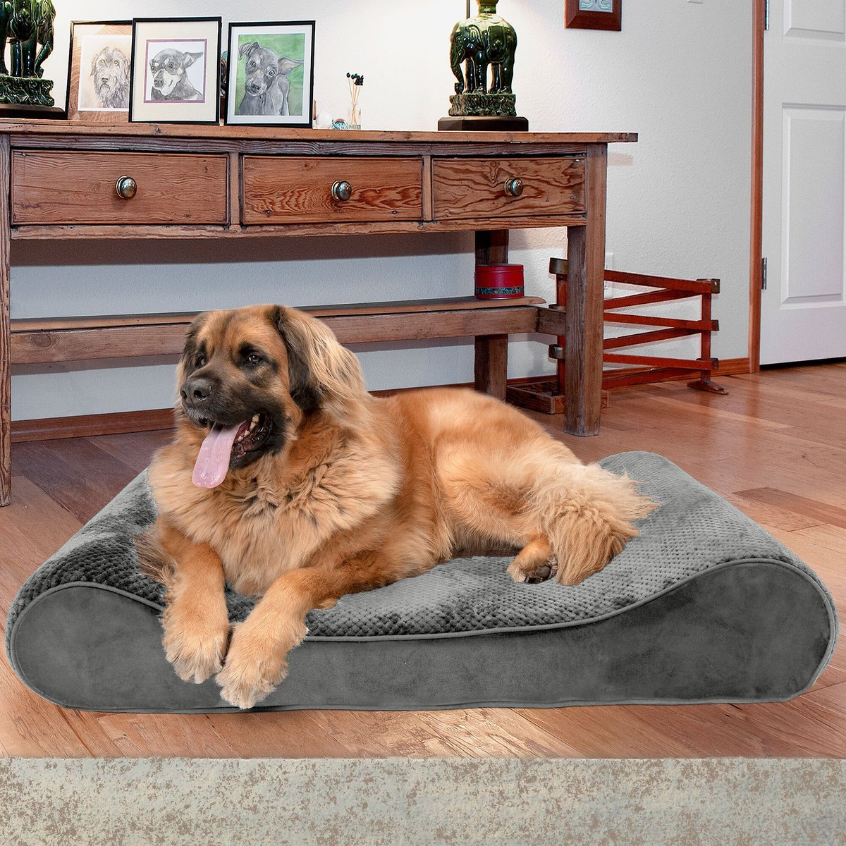 FURHAVEN Minky Plush Luxe Lounger Orthopedic Cat & Dog Bed with Removable  Cover, Gray, Jumbo Plus 