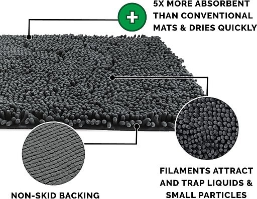 FurHaven Muddy Paws Towel & Shammy Dog Mat, Gray, Runner