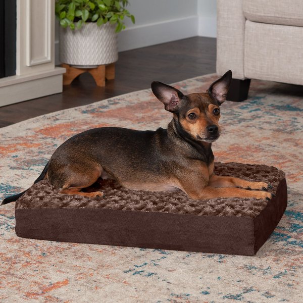 FurHaven NAP Deluxe Memory Foam Pillow Dog Bed w/Removable Cover, Chocolate, Small slide 1 of 10