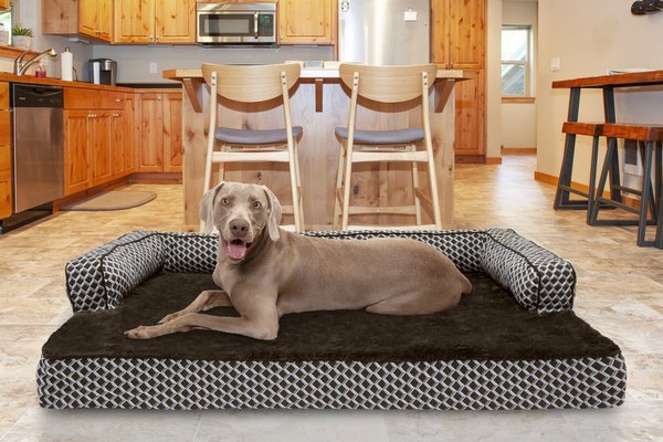 FurHaven Comfy Couch Memory Top Cat & Dog Bed w/Removable Cover, Diamond Brown, Jumbo Plus slide 1 of 9