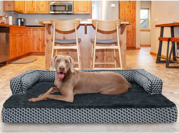 FurHaven Comfy Couch Memory Top Cat & Dog Bed w/Removable Cover, Diamond Gray, Jumbo Plus slide 1 of 9