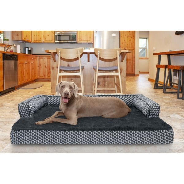 PETFUSION Ultimate Lounge Memory Foam Bolster Cat & Dog Bed with