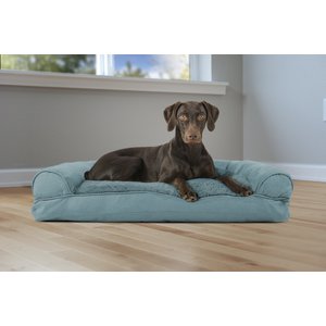 FurHaven Plush & Suede Bolster Dog Bed with Removable Cover, Deep Pool, Large