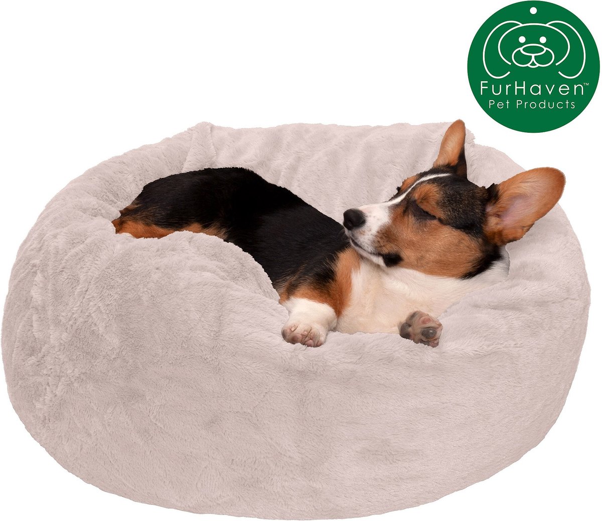 FURHAVEN Plush Ball Pillow Dog Bed with Removable Cover, Shell, Medium