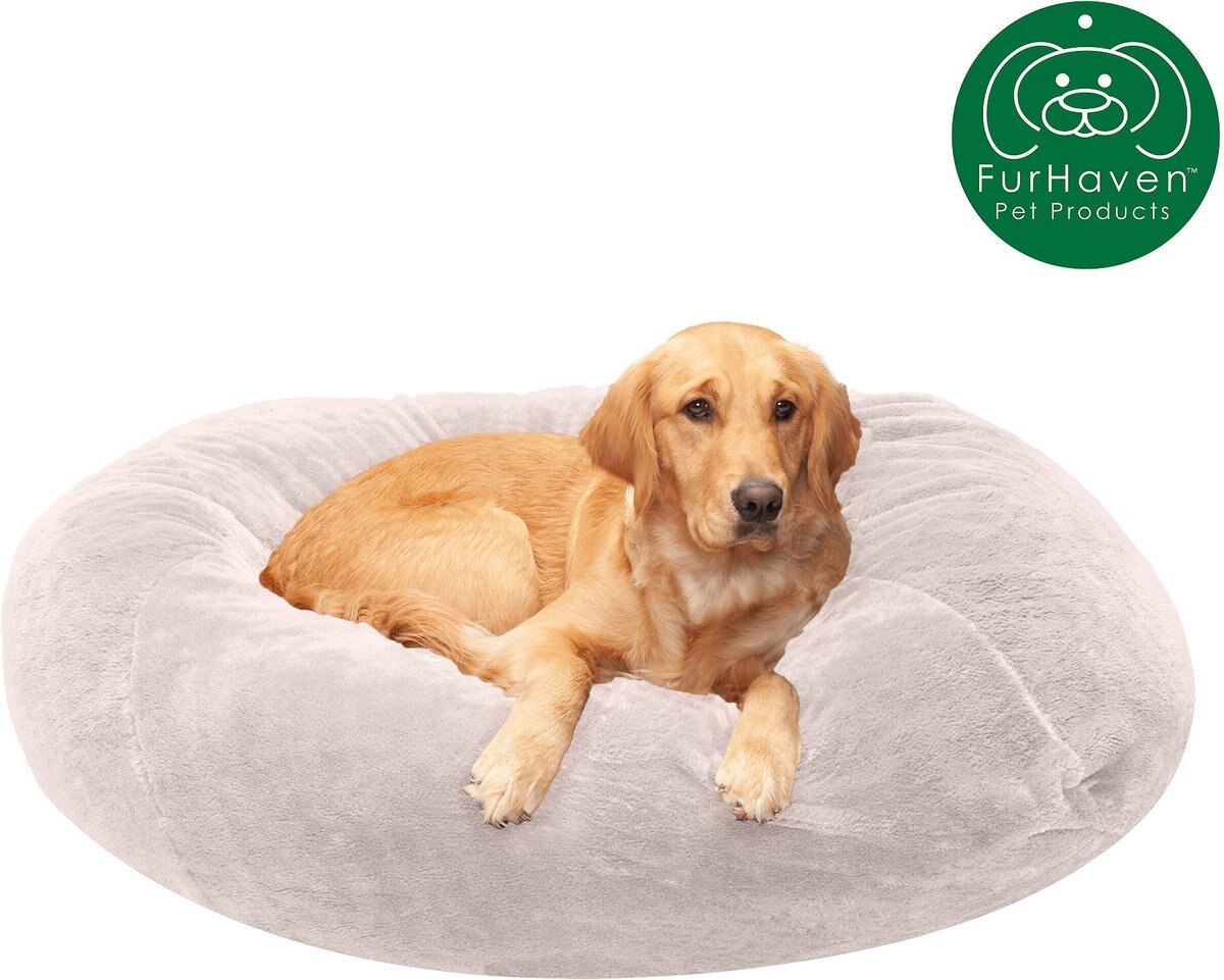 FURHAVEN Plush Ball Pillow Dog Bed with Removable Cover, Shell, XLarge
