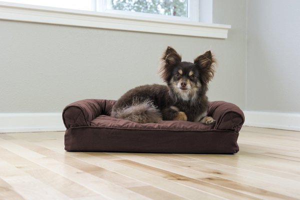 FurHaven Quilted Memory Top Bolster Cat & Dog Bed w/Removable Cover, Coffee, Small slide 1 of 8