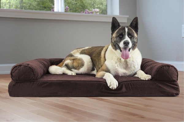 FurHaven Quilted Memory Top Bolster Cat & Dog Bed w/Removable Cover, Coffee, Jumbo slide 1 of 8