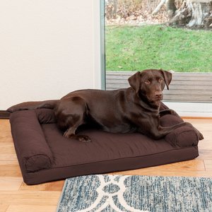 FurHaven Quilted Orthopedic Sofa Cat & Dog Bed w/ Removable Cover, Coffee, Large