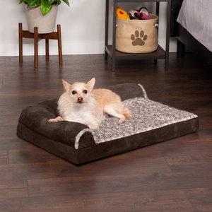 FurHaven Two-Tone Deluxe Chaise Orthopedic Dog Bed w/Removable Cover, Espresso, Medium