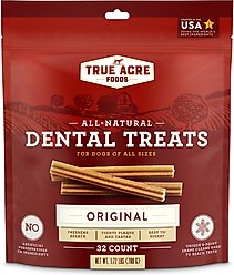 True Acre Foods All-Natural Dental Chew Sticks, Original Flavor, 32 count