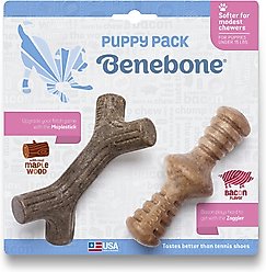Benebone Bacon Flavor Tough Puppy Chew Toy, 2 count