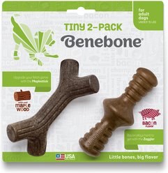 Benebone Bacon Flavor Tough Dog Chew Toy, Tiny, 2 count