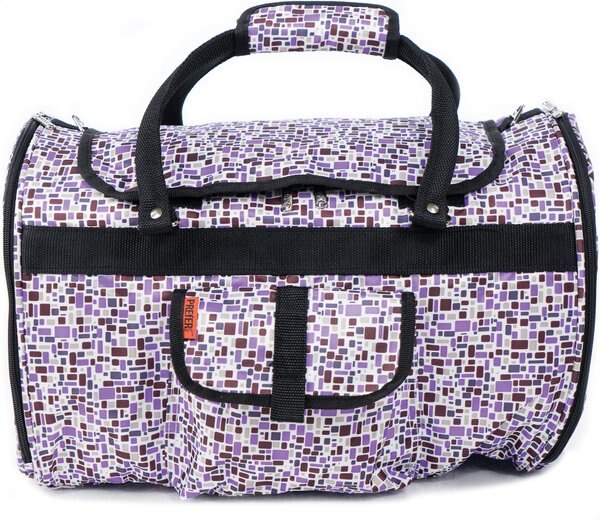 Prefer Pets Hideaway Airline-Approved Dog & Cat Carrier Bag, Purple Mosaic slide 1 of 9