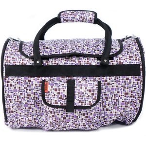 Prefer Pets Hideaway Airline-Approved Dog & Cat Carrier Bag, Purple Mosaic
