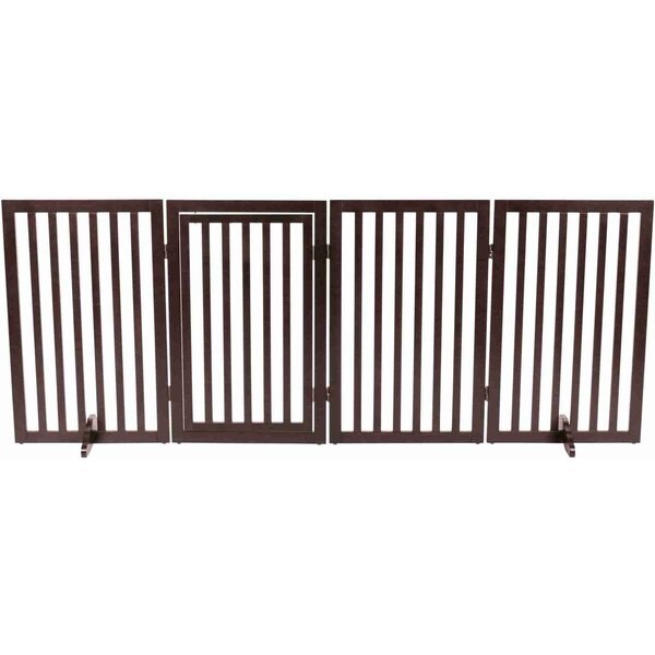 TRIXIE Wooden Freestanding Dog Gate, 43in, Espresso Brown