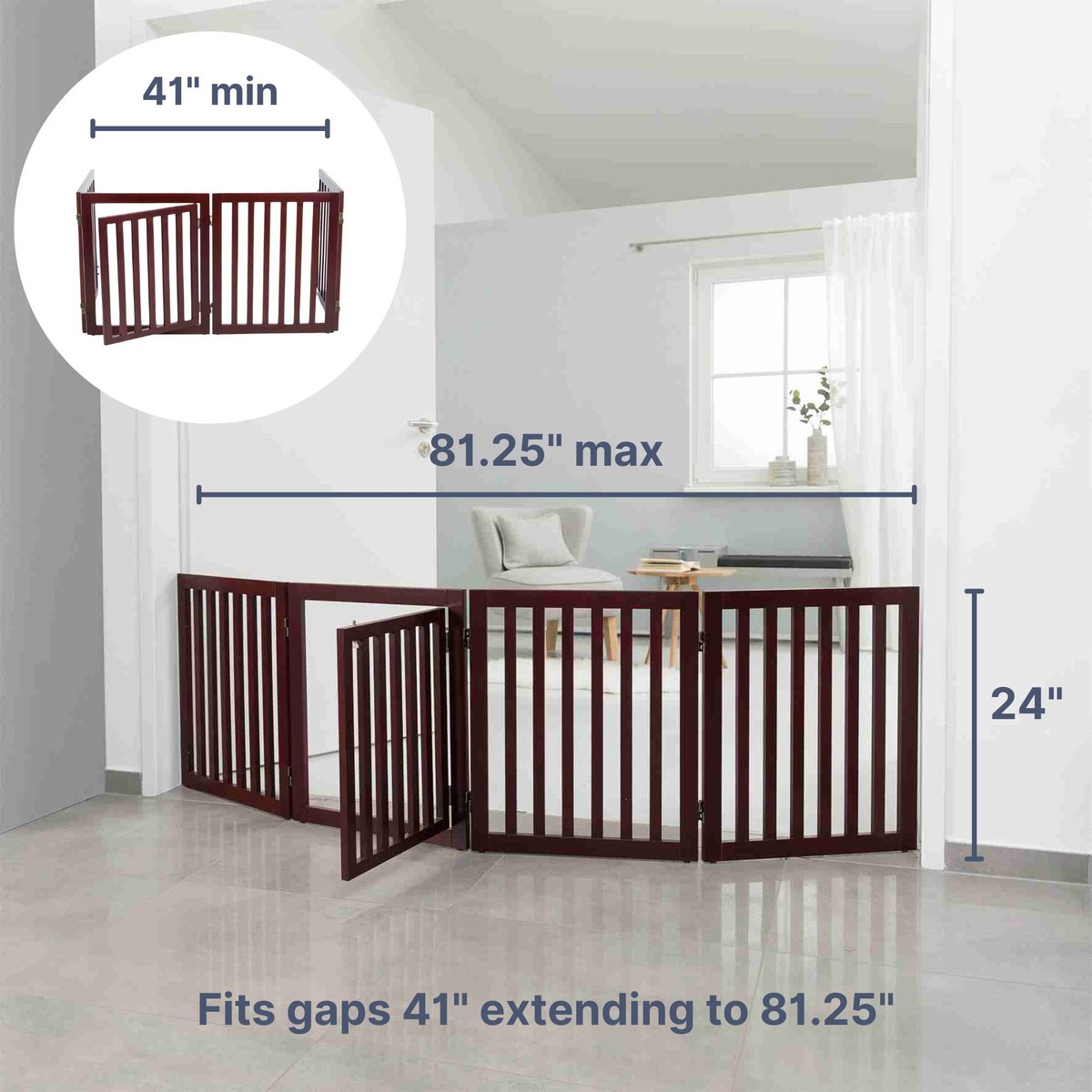 TRIXIE Wooden Dog Gate, 63in, Espresso Brown