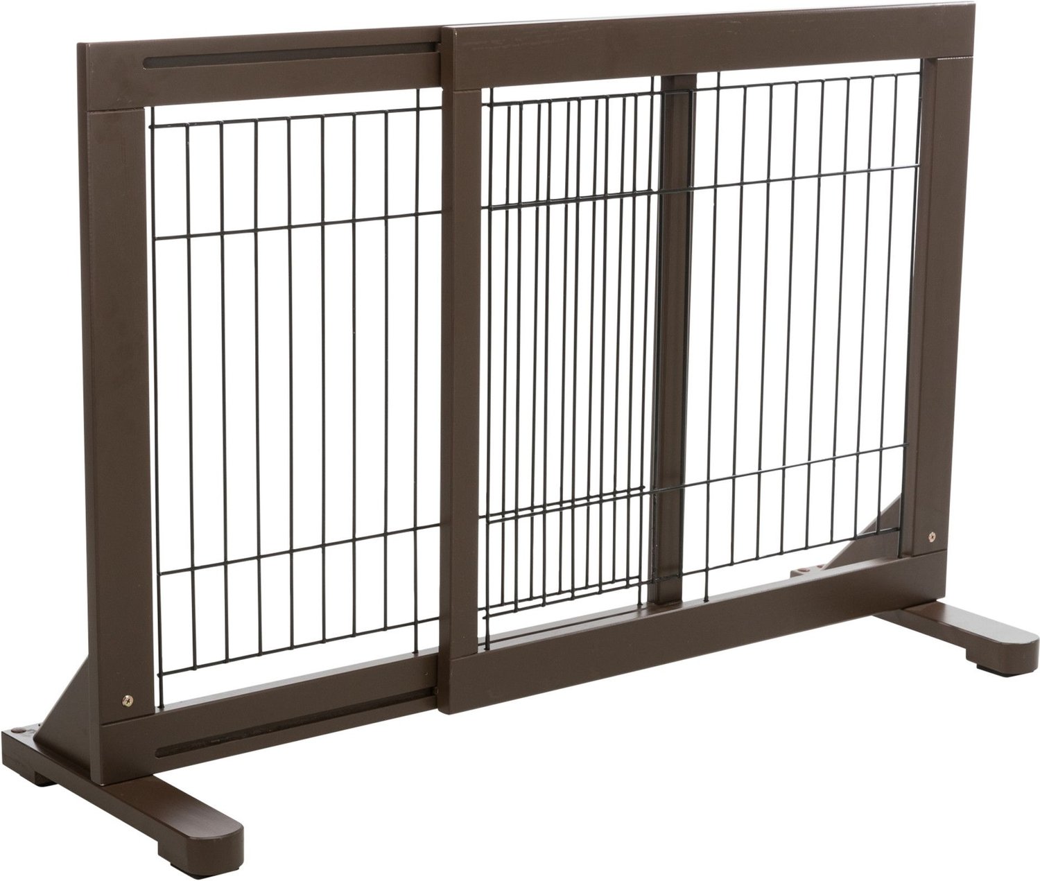 TRIXIE Wooden Freestanding Dog Gate, 43in, Espresso Brown