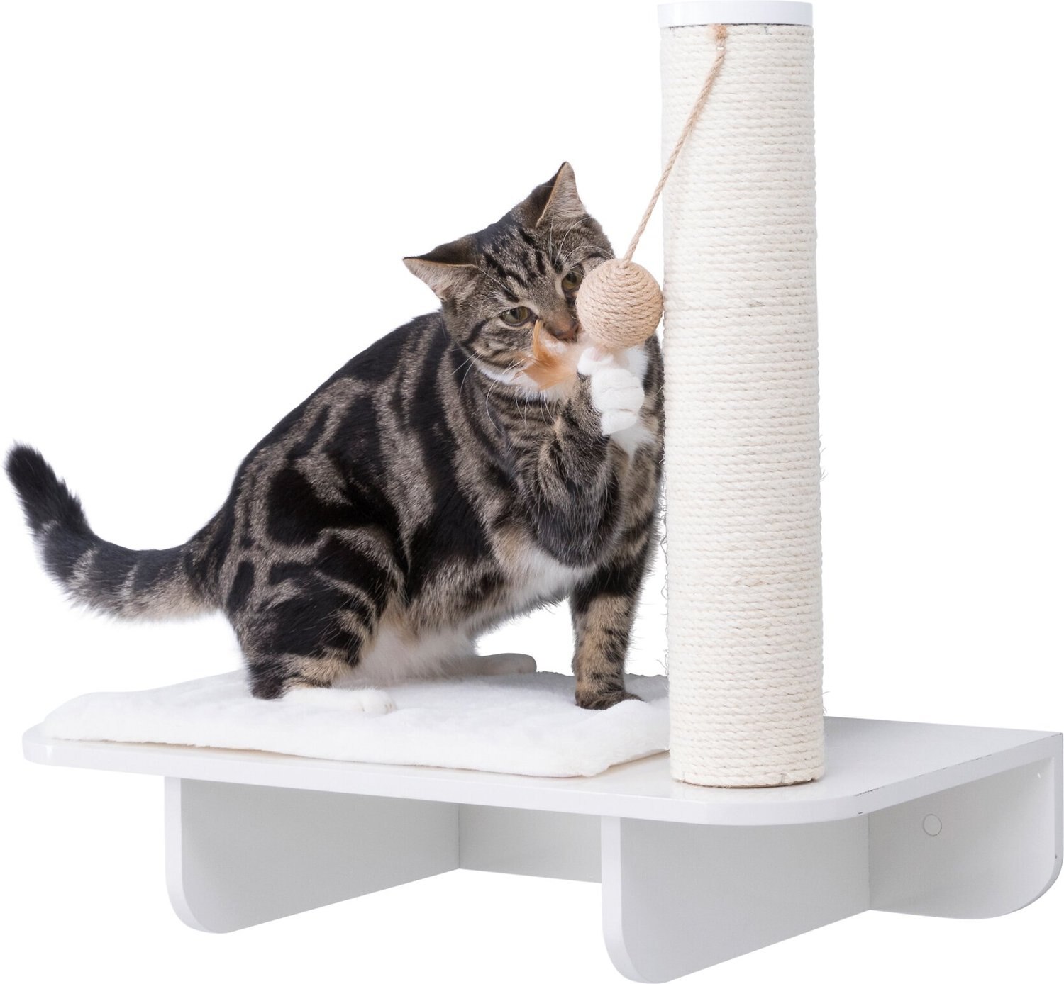 TRIXIE Scratching Post Wall Mounted Cat Shelf, White