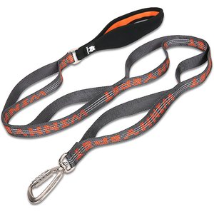 Chai's Choice Premium Trail Runner Multi Handle Heavy Duty Training Polyester Reflective Dog Leash, Gray/Orange, Medium: 4.5-ft long, 4/5-in wide