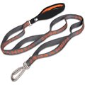 Chai's Choice Premium Trail Runner Multi Handle Heavy Duty Training Polyester Reflective Dog Leash, Gray/Orange, Large: 4.5-ft long, 1-in wide