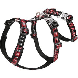 Chai's Choice Double H Trail Runner Polyester Reflective No Pull Dog Harness, Black/Red, Large: 24 to 31-in chest