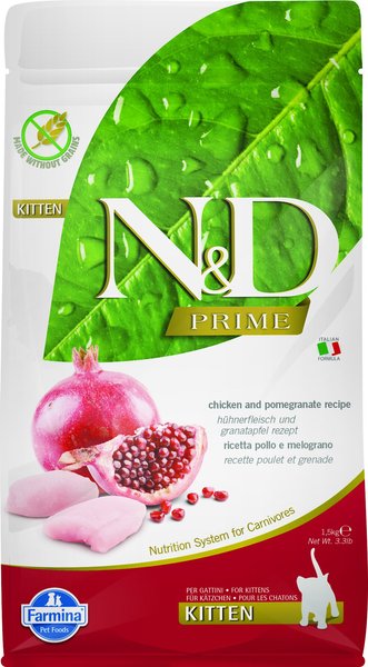 Farmina N&D Prime Chicken & Pomegranate Recipe Kitten Dry Food, 3.3-lb bag slide 1 of 7