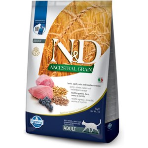 FARMINA N&D Ancestral Grain Lamb & Blueberry Recipe Adult Cat Dry Food ...