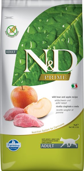 Farmina N&D Prime Boar & Apple Recipe Adult Cat Dry Food, 11-lb bag slide 1 of 7