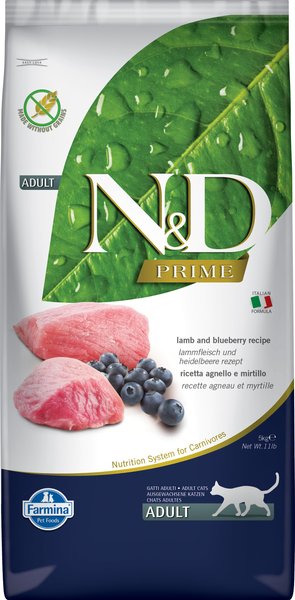Farmina N&D Prime Lamb & Blueberry Recipe Adult Cat Dry Food, 11-lb bag slide 1 of 7