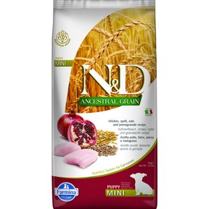 Farmina N&D Ancestral Grain Chicken & Pomegranate Recipe Mini Puppy Dry Dog Food, 15.4-lb bag