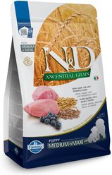 Farmina N&D Ancestral Grain Lamb & Blueberry Recipe Puppy Medium & Maxi Dry Dog Food, 5.5-lb bag
