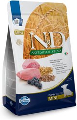 Farmina N&D Ancestral Grain Lamb & Blueberry Recipe Puppy Mini Dry Dog Food, 5.5-lb bag