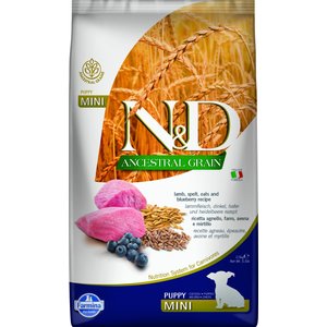 Farmina N&D Ancestral Grain Lamb & Blueberry Recipe Puppy Mini Dry Dog Food, 5.5-lb bag