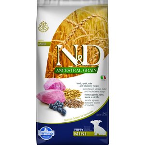 Farmina N&D Ancestral Grain Lamb & Blueberry Recipe Puppy Mini Dry Dog Food, 15.4-lb bag